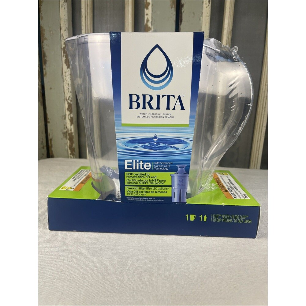 Brita Large 10 Cup Water Filter Pitcher W/ Brita Elite Filter White NEW SEALED